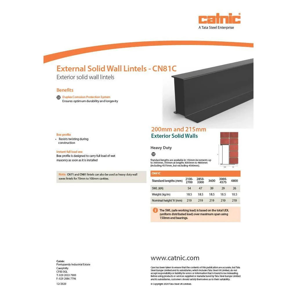 Catnic CN81C Steel Box Lintel External Solid Wall - Image 4