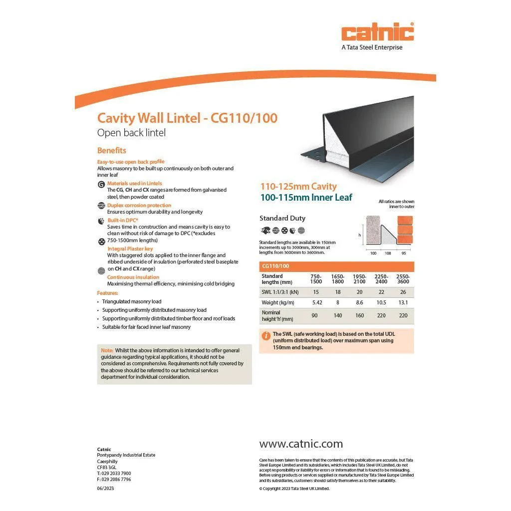 Catnic CG110/100 125mm Cavity Wall Lintel - Image 5