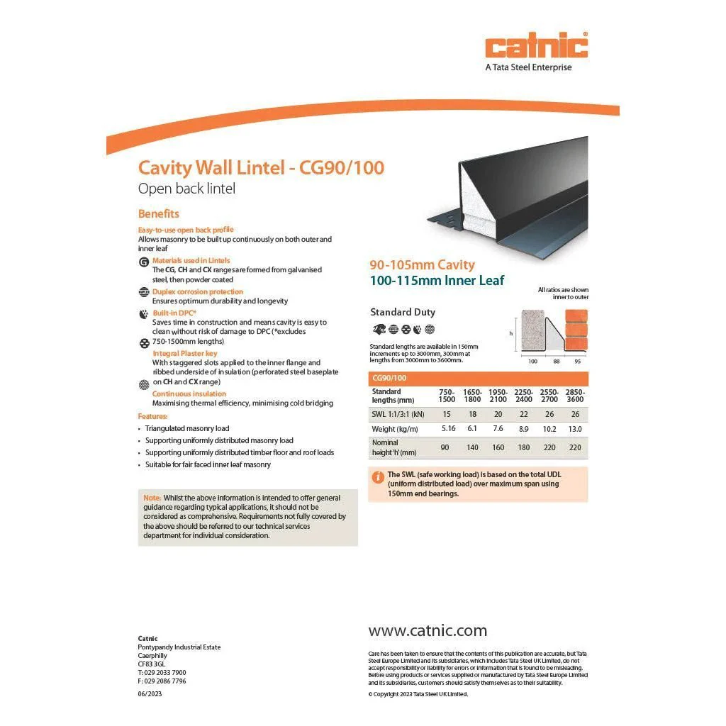 Catnic CG90/100 100mm Cavity Wall Lintel - Image 4
