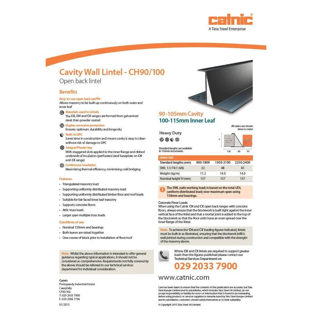 Catnic CH90/100 100mm Heavy Duty Cavity Wall Lintel - Image 4