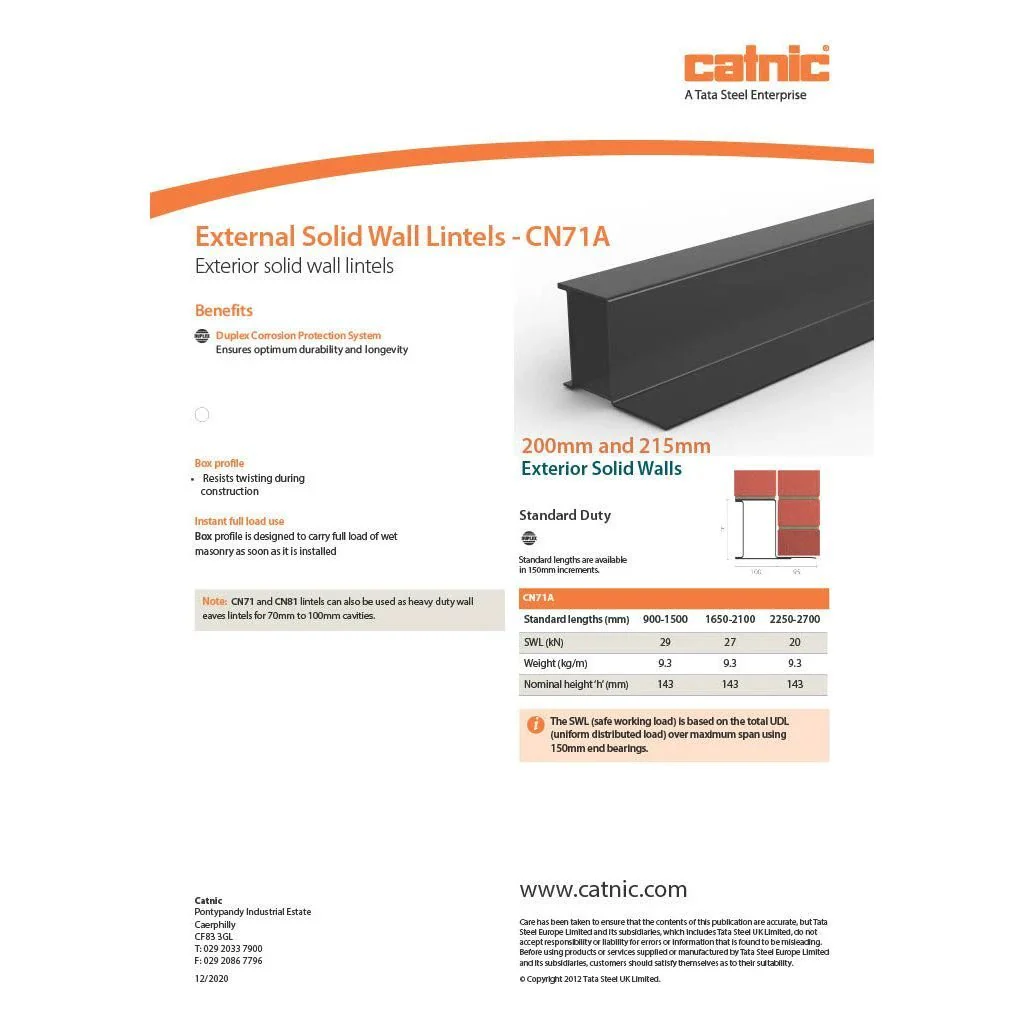 Catnic CN71A Steel Box Lintel For External Solid Walls - Image 4