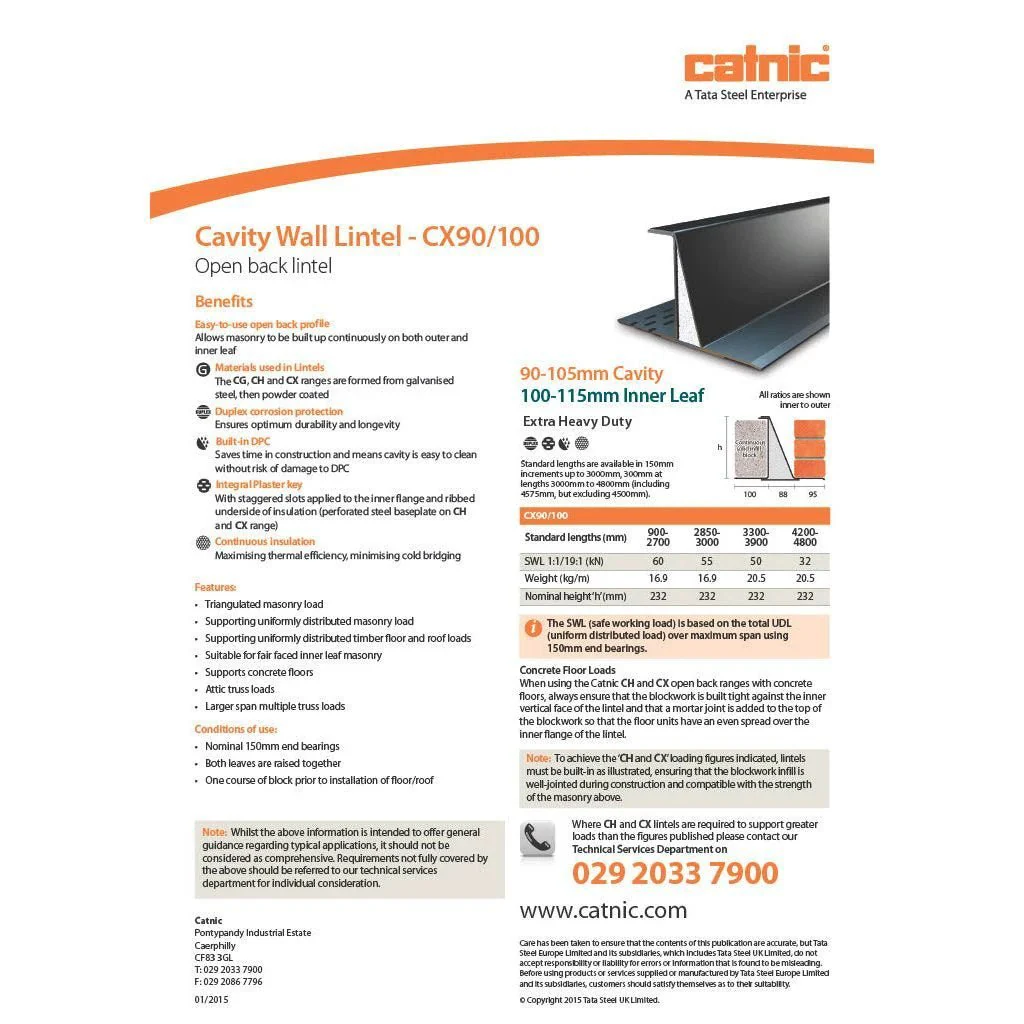Catnic CX90/100 100mm Extra Heavy Duty Cavity Lintel - Image 4